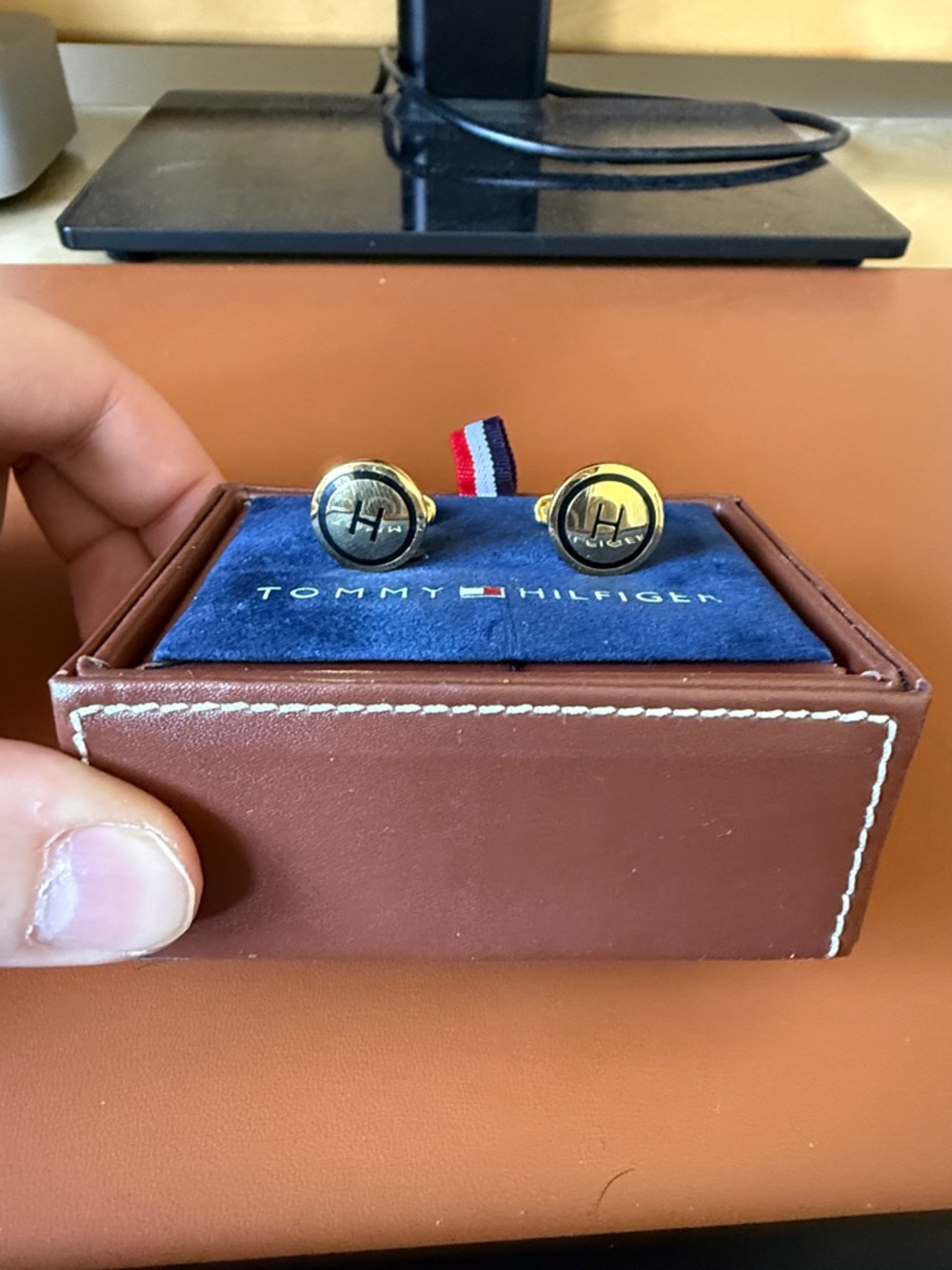 Tommy Hilfiger "H" Gold Tone Cufflinks